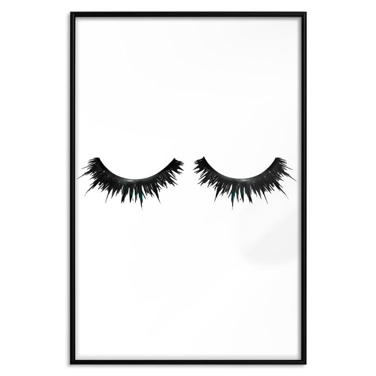 Poster Long Eyelashes - black and white abstract composition in glamour style