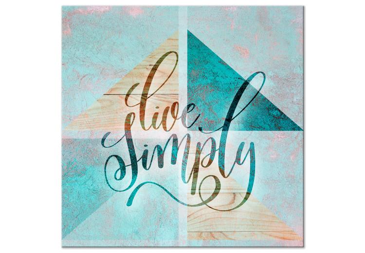 Canvas Print Philosophy of Life (1-part) - Triangular Elements on Wooden Background