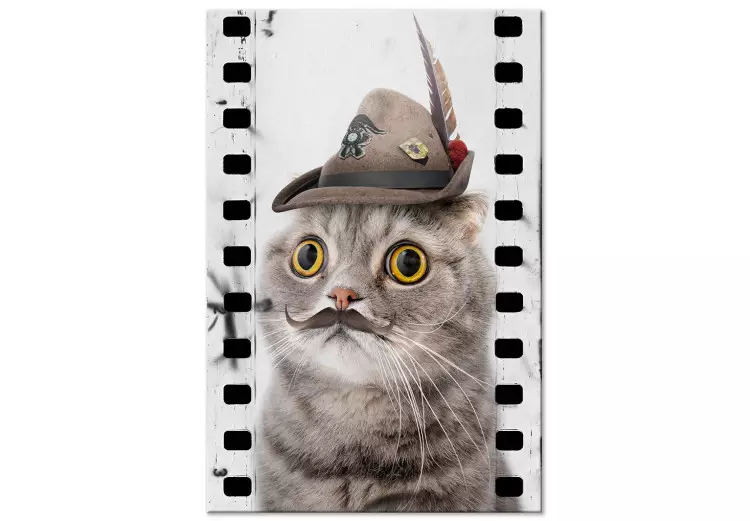 Canvas Print Animal Fantasy (1-part) - Cat's Cinematic Odyssey with a Hat
