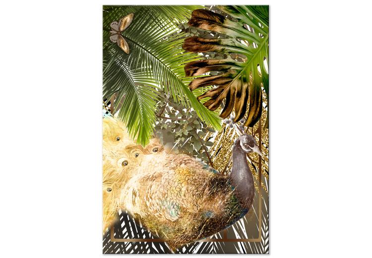 Canvas Print Tropical Bird (1-part) - Peacock in Picturesque Jungle Landscape