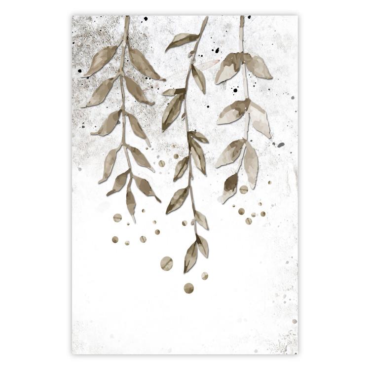 Poster Hanging Branches - green tree leaves on a background with non-uniform colors