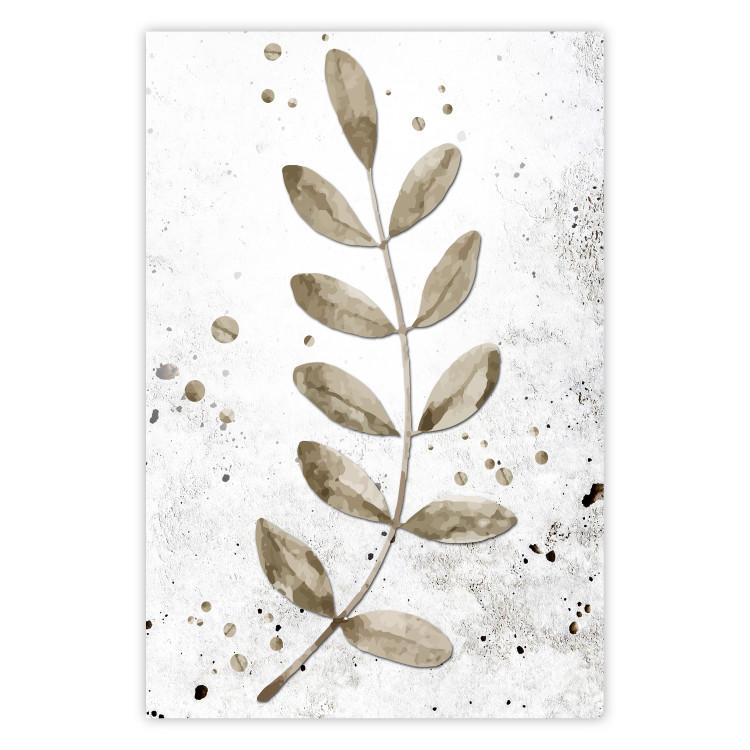 Poster Single Branch - delicate autumn leaves on a grayscale background