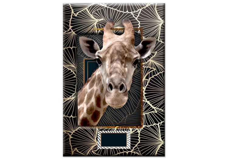 Canvas Print Giraffe Portrait (1-part) - Animal Against Textured Pattern Background