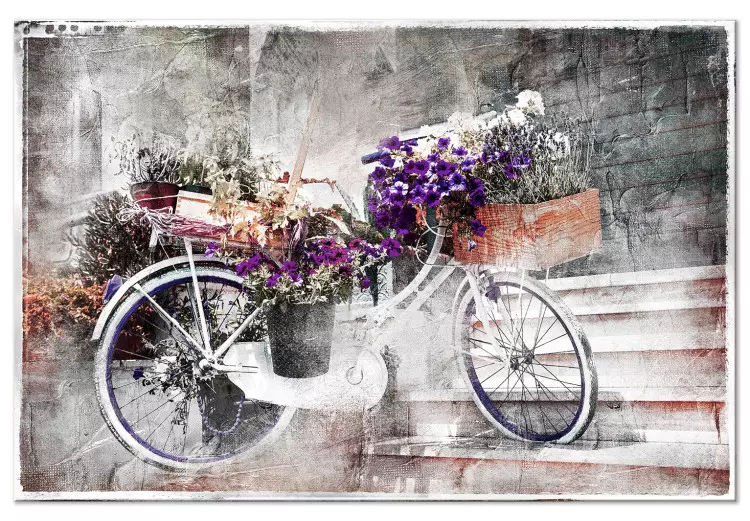 Flowery Street (1-part) - Bicycle in Shabby Chic Style Under Stairs