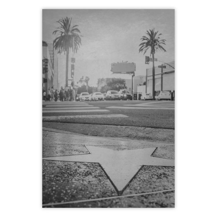 Poster Walk of Fame - black and white landscape of the famous street in Los Angeles