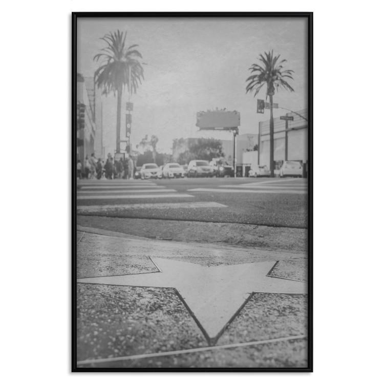 Poster Walk of Fame - black and white landscape of the famous street in Los Angeles