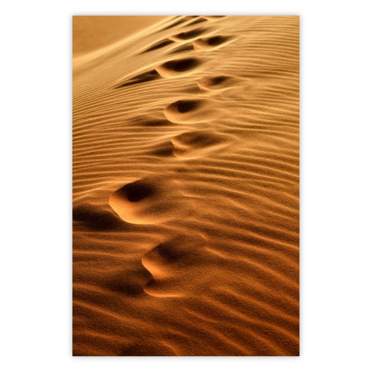 Poster Footprints in the Sand - a desert dune landscape in shades of orange