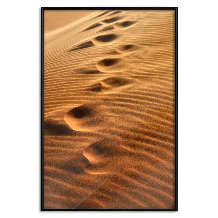Poster Footprints in the Sand - a desert dune landscape in shades of orange