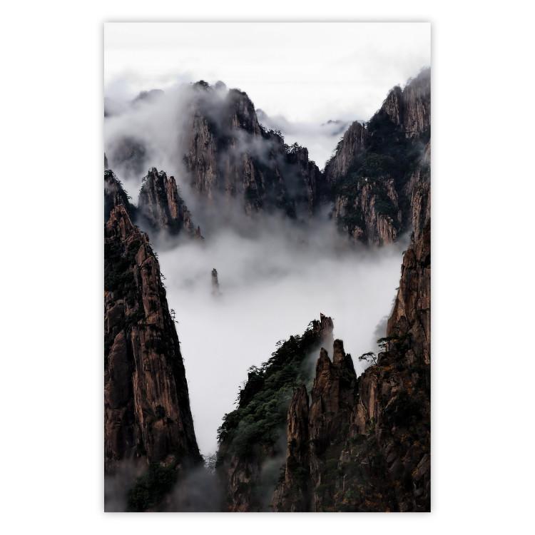 Poster Yellow Mountains: Huang Shan - dense fog against the backdrop of China's mountain landscape