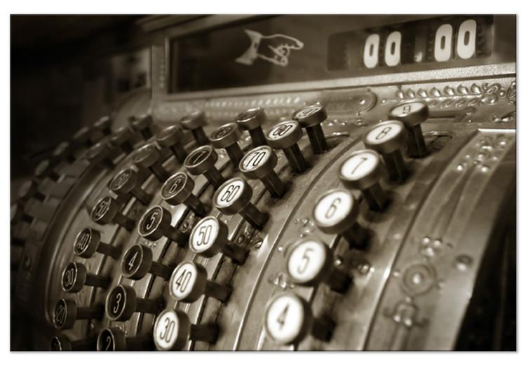 Canvas Print Vintage storefront - close-up of the buttons of an old cash register