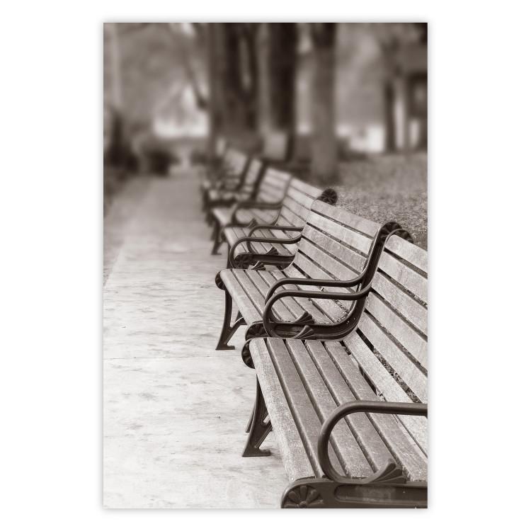 Poster Park Benches - autumnal scene straight from a park stroll in Paris