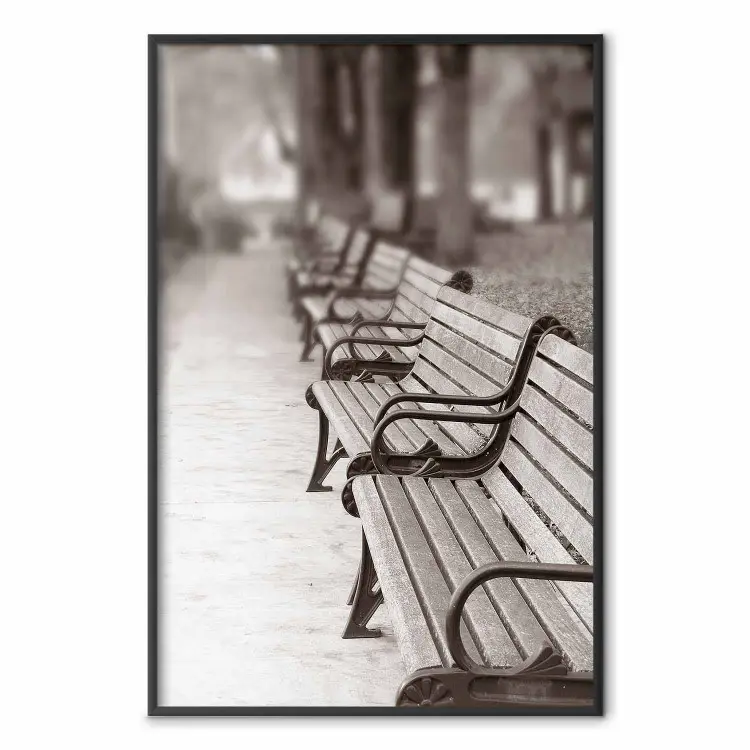 Wall Poster Park Benches - autumnal scene straight from a park stroll ...