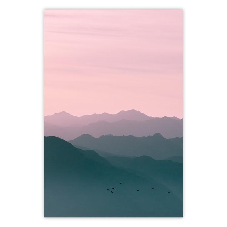Poster Sunrise Mountains - mountainous landscape against a pink sky backdrop