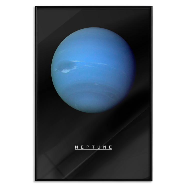Poster Neptune - blue planet and simple English text against black