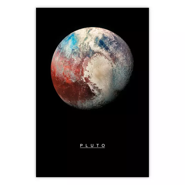 Poster Pluto - dwarf planet and simple English text against a space backdrop