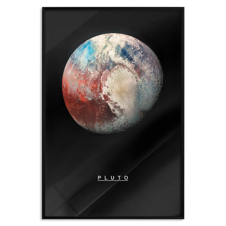 Poster Pluto - dwarf planet and simple English text against a space backdrop