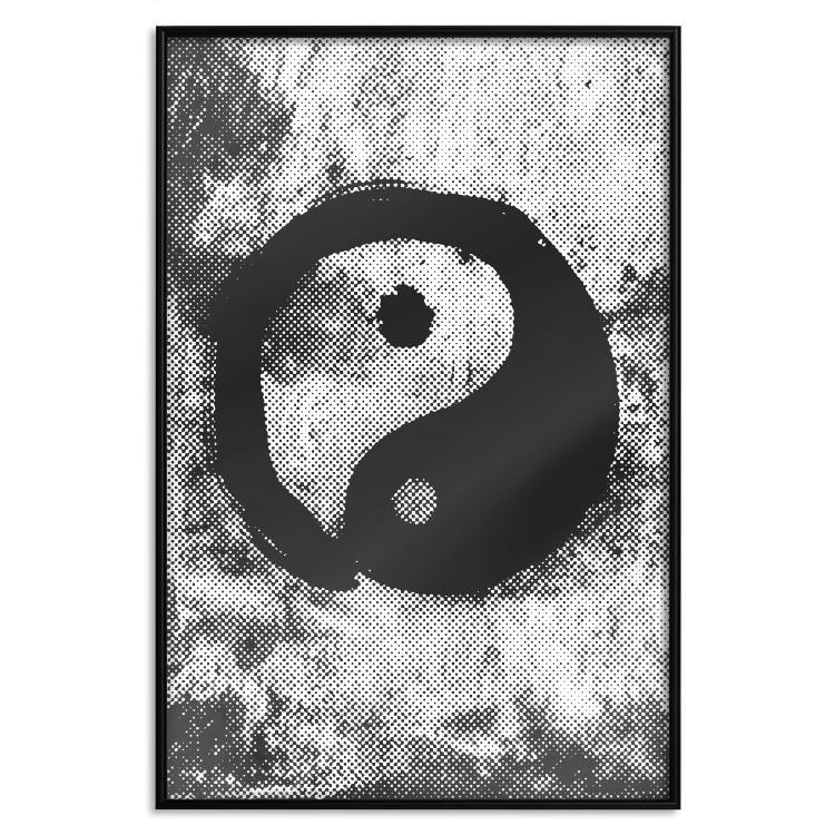 Poster Yin and Yang - black and white abstraction with the Chinese symbol of good and evil