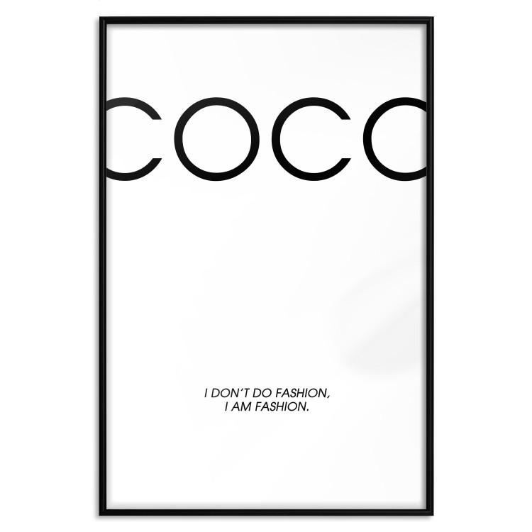 Poster Coco - minimalist black and white composition with English texts