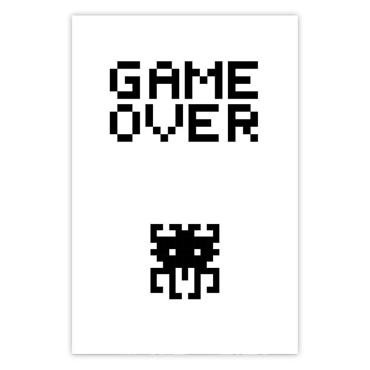 Game Over - black and white composition with pixels and English text