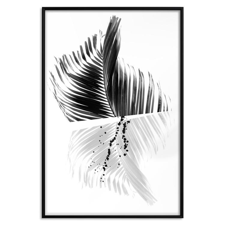 Poster Black and White Palm Tree - composition with a plant motif on a white background