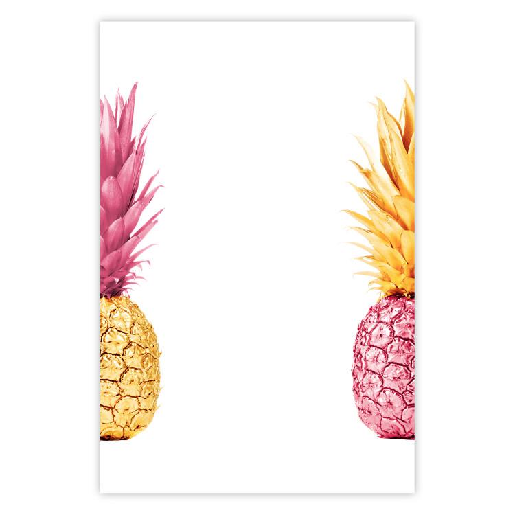 Poster Contrasts - composition with colorful tropical fruits and white background