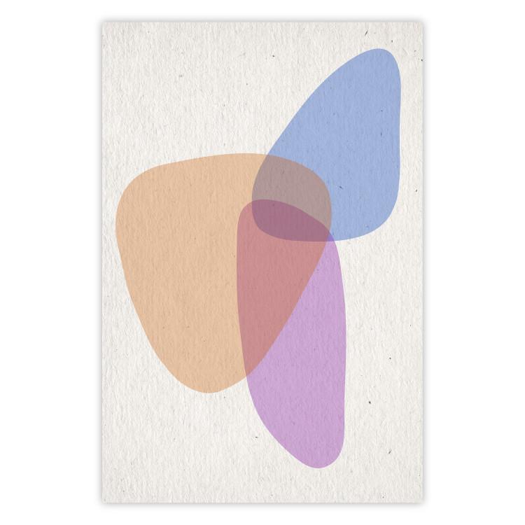 Poster Common Part - abstraction in beige with colorful irregular forms