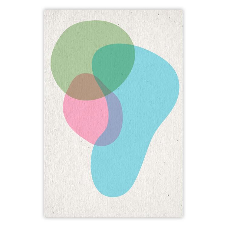 Poster Colorful Blots - abstraction with colorful irregular shapes on beige