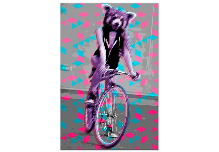 Canvas Print Raccoon On The Bike (1 Part) Vertical