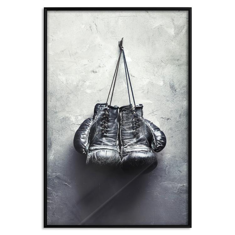 Poster Boxing Gloves - black and white sporty composition in retro style