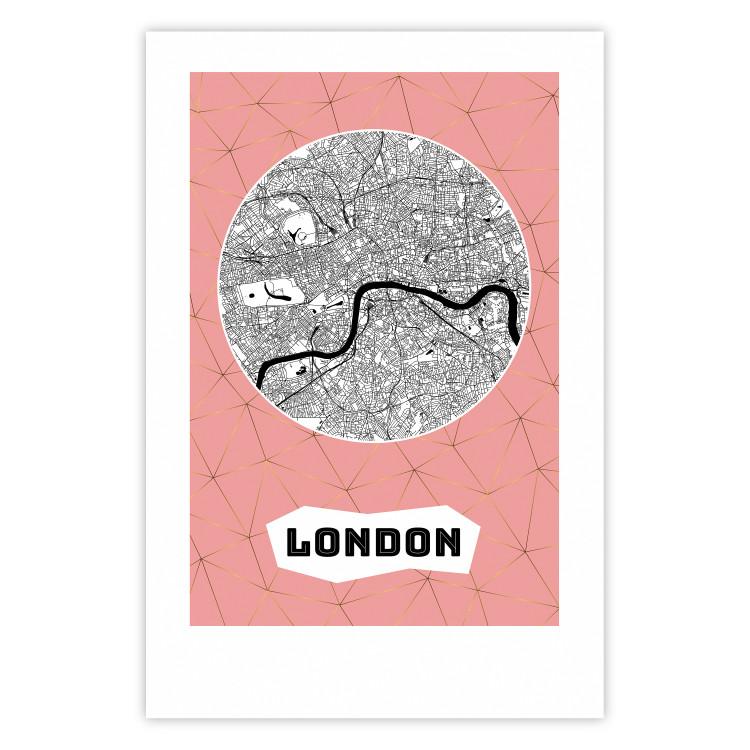 Poster Central London - map of an English city with text on a pink background