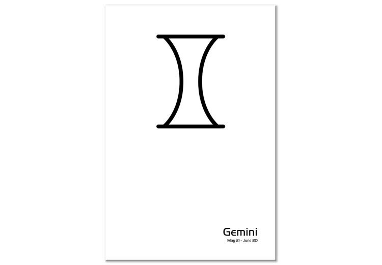 Canvas Print Gemini zodiac sign - minimalistic graphics with black lettering