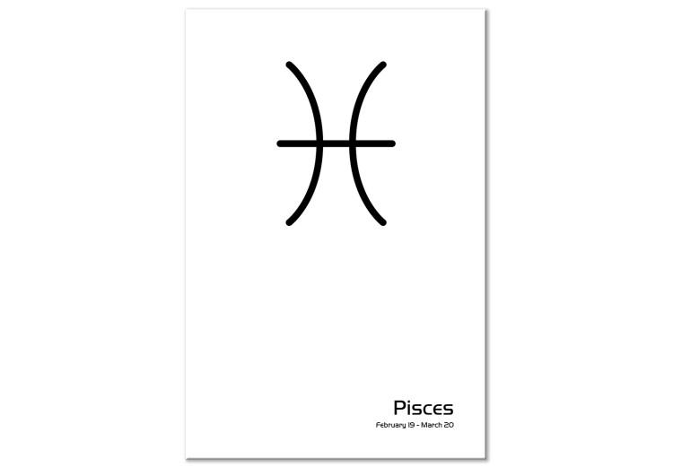 Canvas Print Pisces zodiac sign - minimalistic artwork with an inscription on white