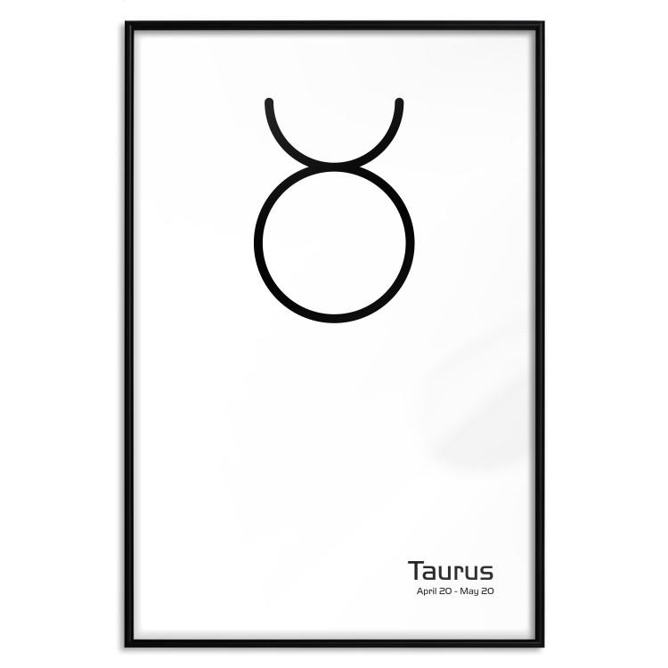Poster Taurus - minimalist black and white composition with date and zodiac sign