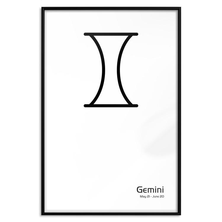Poster Gemini - black and white composition with zodiac sign and texts