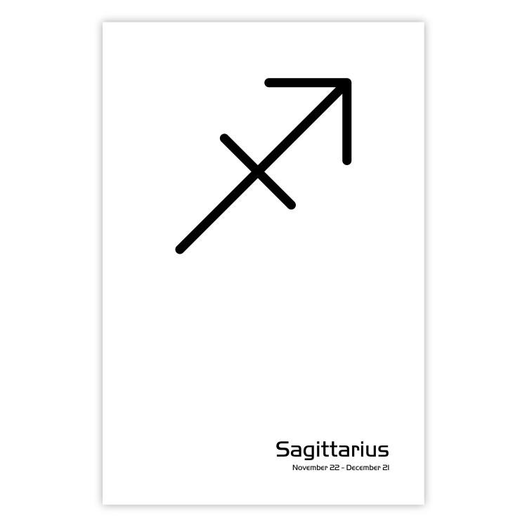 Poster Sagittarius - simple black and white composition with zodiac sign and text