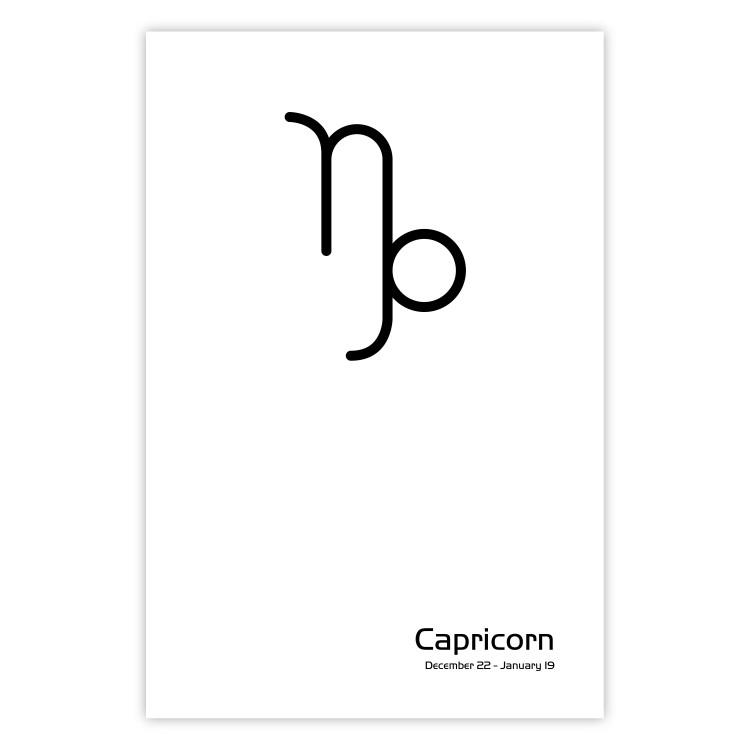 Poster Capricorn - black and white composition with zodiac sign and text