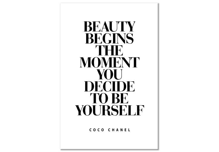 Canvas Print Beauty Is Authenticity (1-part) - Black and White Quote by Coco Chanel