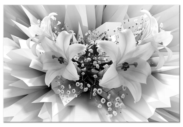 Canvas Print Abstract Lily Bouquet (1-part) - Black and White Flower Shade