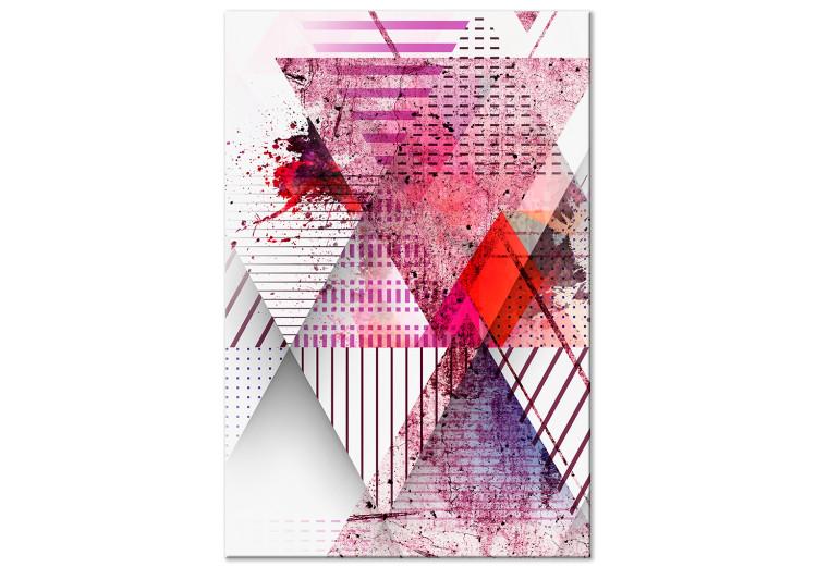 Canvas Print Triangular madness - abstract geometry in pink colors