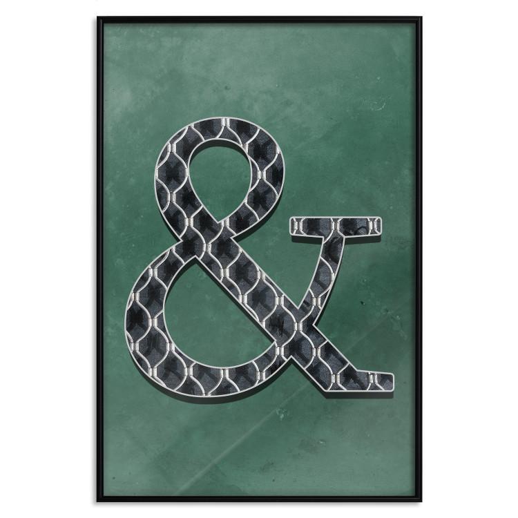 Poster Ampersand - black and white patterned typographic sign on a green background