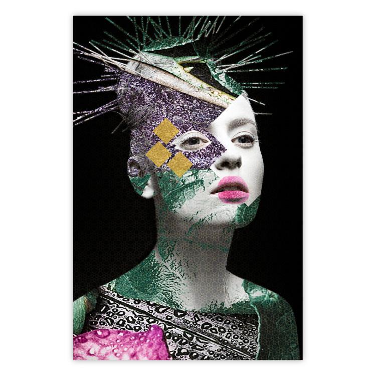 Poster Colorful Portrait - colorful abstract composition with a woman's face