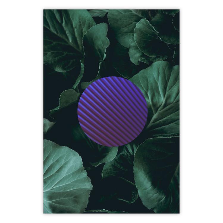 Poster Botanical Abstraction - circle in geometric pattern on background of large leaves
