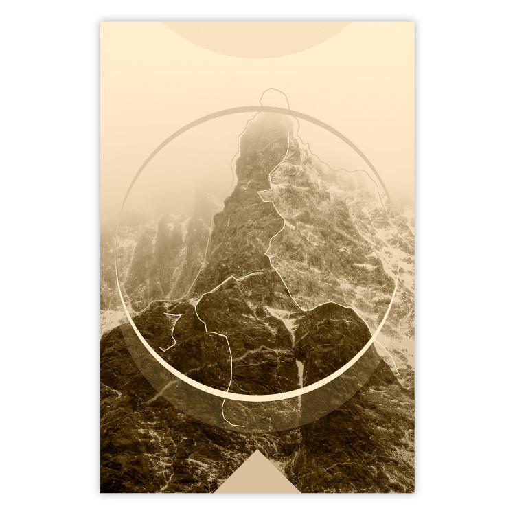 Poster Power of Mountains in Sepia - composition with landscape of mountain range in winter