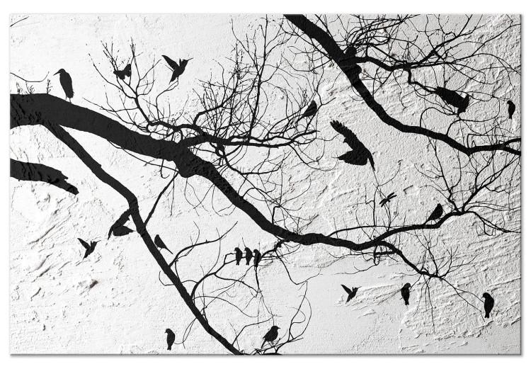 Canvas Print Birds on a tree - black nature landscape on a concrete background