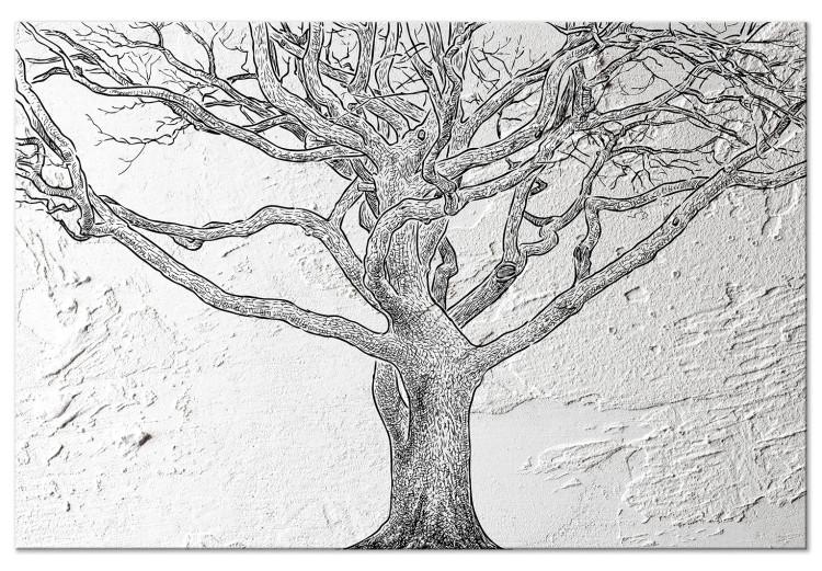 Canvas Print A big tree - a sketch of the power of nature on a concrete background