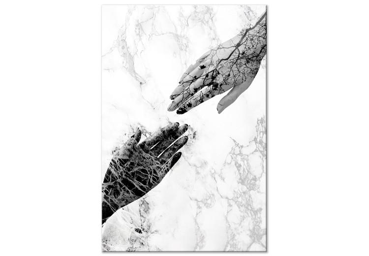 Canvas Print Nature's Art in Hands (1-part) - Black and White Abstraction