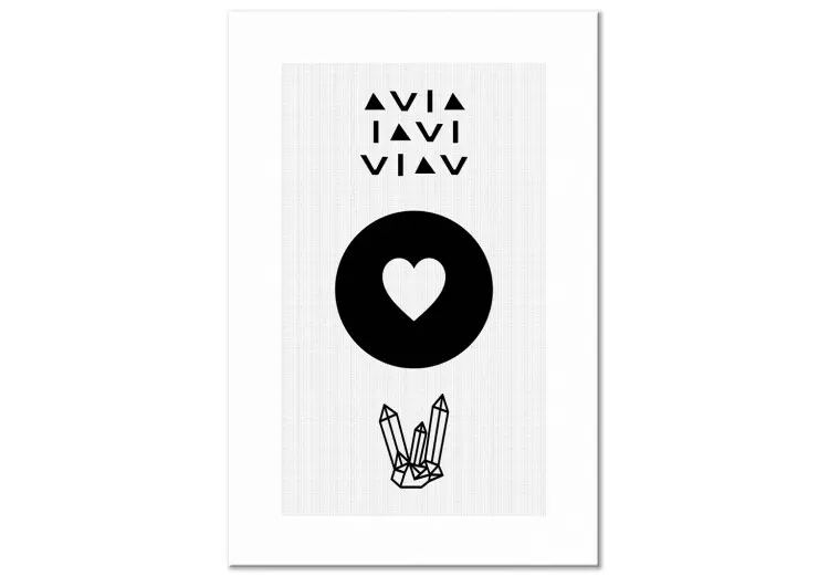 Canvas Print Graphic heart - crystals and graphics in black and white