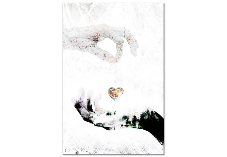 Canvas Print Gift of Love (1-part) - Heart on Hand as Romantic Background