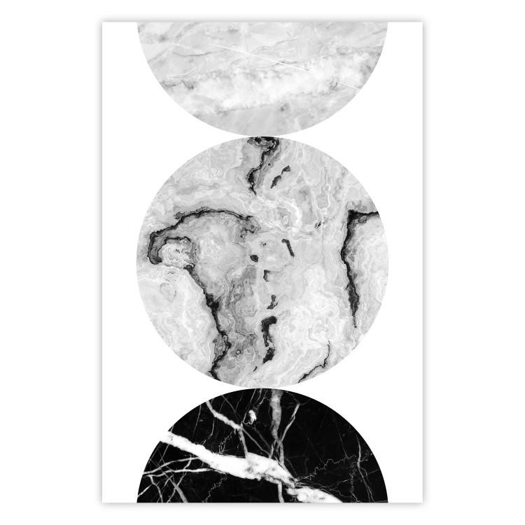 Poster Marble Circles - black and white composition with three geometric figures