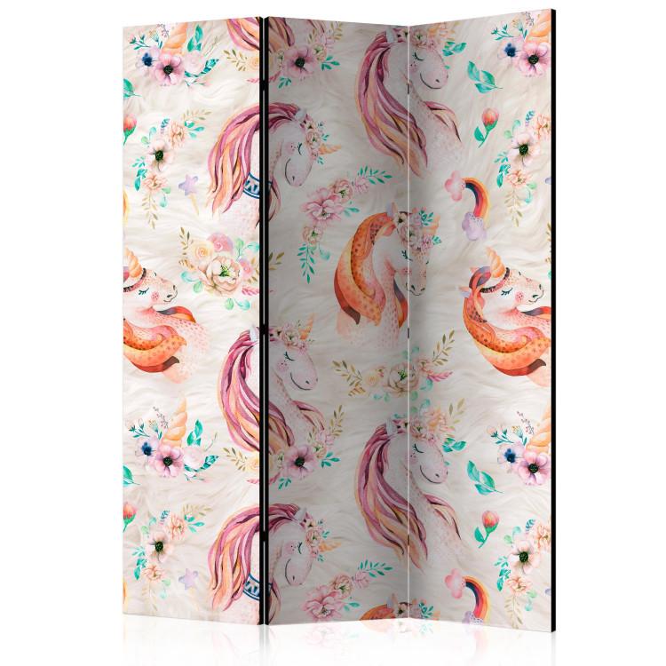 Room Divider Pastel Unicorns - fantasy horses on a colorful background with flowers